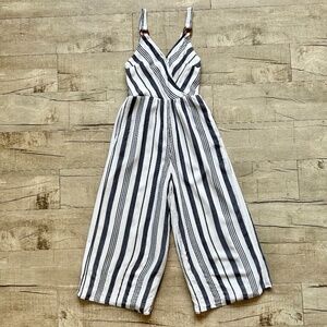 American Eagle Outfitters Striped Boho Festival White Blue Beach Jumpsuit XS